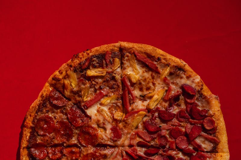 Jasper Reds mod pizza with pepperoni and roasted reds